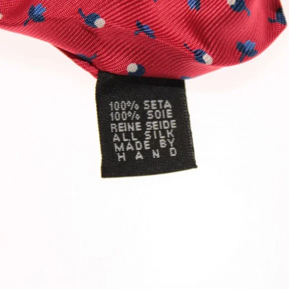 Drake's NWT Neck Tie in Red with Blue / White Mini Floral Pattern 100% Silk